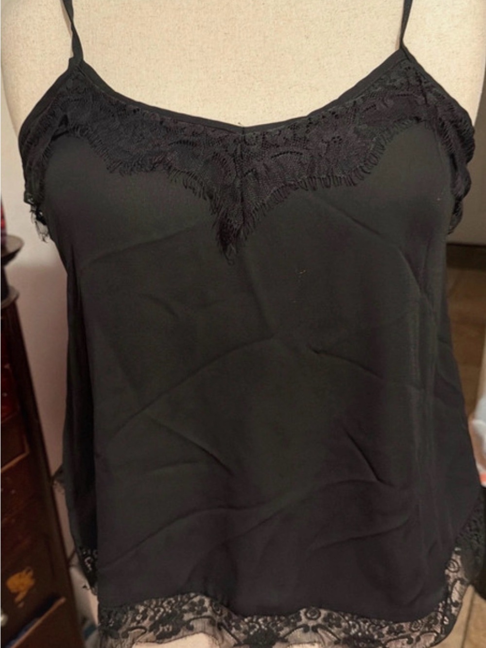 BONGO Black Lace Trim Camisole Top